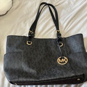 Michael Kors Black and Gold Tote Bag